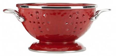 Red on Red Enamelware 1 Quart Colander