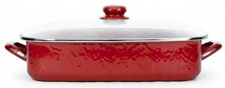 Red on Red Enamelware 16" Lasagna & Lid