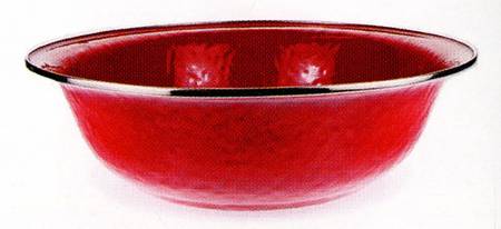 Red on Red Enamelware 13" Round Serving Bowl