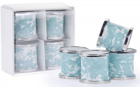 Sea Glass Enamelware Napkin Ring - Set of 4