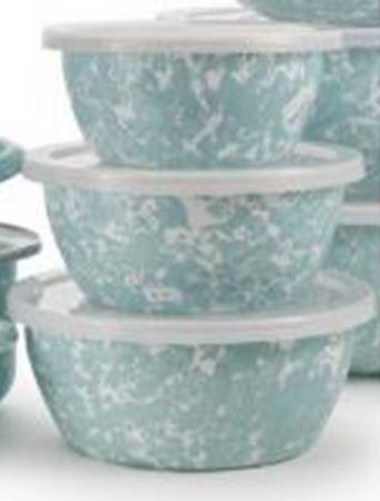 Sea Glass Enamelware (3 Piece) Nesting Bowl Set (5", 6", 7")