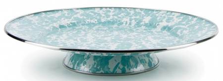 Sea Glass Enamelware 12" Diameter Pedestal Cake Stand