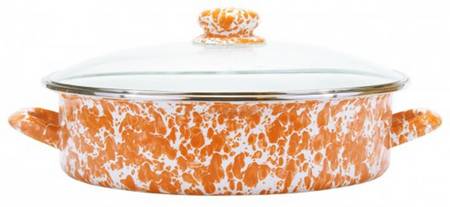 Orange Swirl Enamelware 13" Saute' Pan & Lid