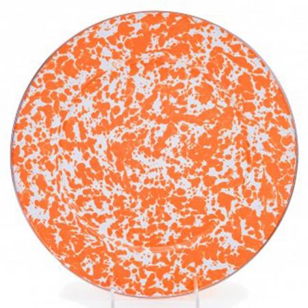 Orange Swirl Enamelware Service Plate (Charger)
