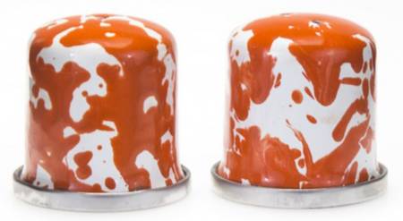 Orange Swirl Enamelware Salt & Pepper Set