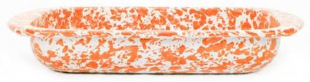 Orange Swirl Enamelware 12" Rectangular Baker