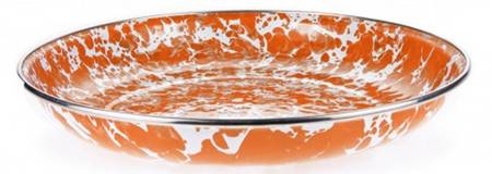 Orange Swirl Enamelware Pasta Plate