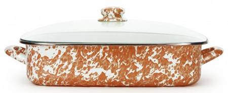 Orange Swirl Enamelware 16" Lasagna & Lid