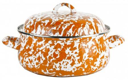 Orange Swirl Enamelware 4 Qt Dutch Oven