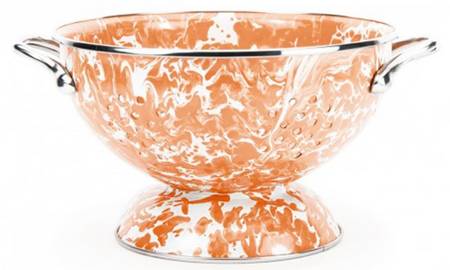 Orange Swirl Enamelware 2 Quart Colander