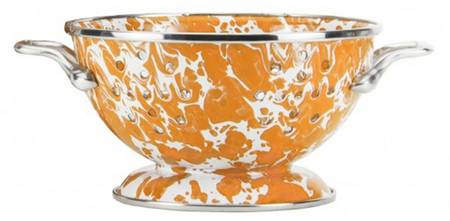 Orange Swirl Enamelware 1 Quart Colander