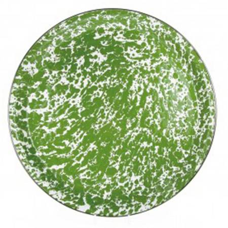 Green Swirl Enamelware 15" Round Tray