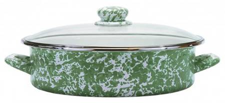 Green Swirl Enamelware 13" Saute' Pan & Lid