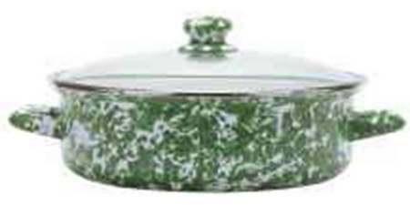 Green Swirl Enamelware 10" Saute' Pan & Lid