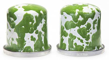 Green Swirl Enamelware Salt & Pepper Set