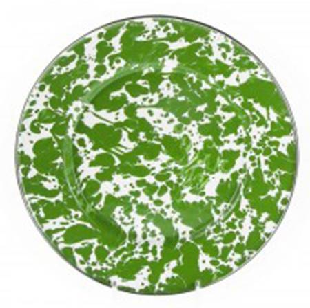 Green Swirl Enamelware Individual Sandwich Plate