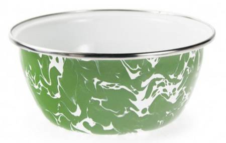 Green Swirl Enamelware Individual Salad Bowl