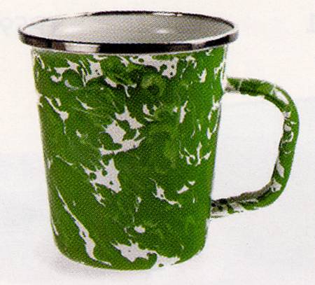 Green Swirl Enamelware Latte Mug