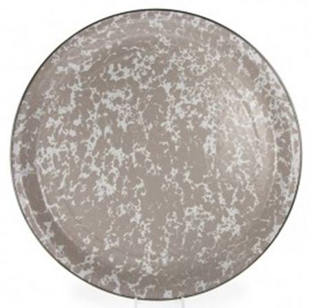 Taupe Swirl Enamelware 15" Round Tray