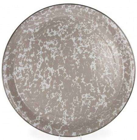 Taupe Swirl Enamelware 20" Round Tray