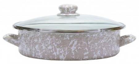 Taupe Swirl Enamelware 13" Saute' Pan & Lid