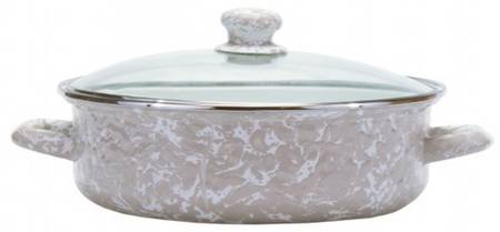 Taupe Swirl Enamelware 10" Saute' Pan & Lid