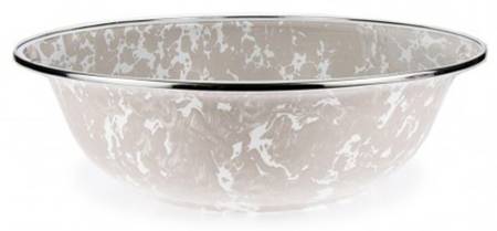 Taupe Swirl Enamelware 13" Round Serving Bowl