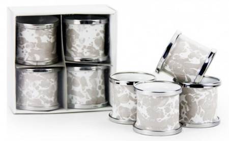 Taupe Swirl Enamelware Napkin Ring - Set of 4