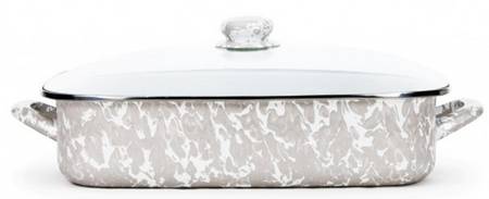 Taupe Swirl Enamelware 16" Lasagna & Lid