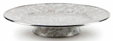 Taupe Swirl Enamelware 12" Diameter Pedestal Cake Stand