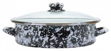 Black Swirl Enamelware 13" Saute' Pan & Lid