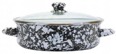 Black Swirl Enamelware 10" Saute' Pan & Lid