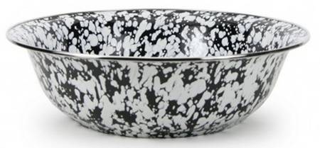 Black Swirl Enamelware 13" Round Serving Bowl