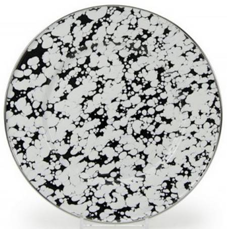 Black Swirl Enamelware Individual Sandwich Plate