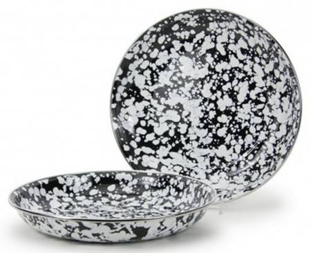Black Swirl Enamelware Pasta Plate
