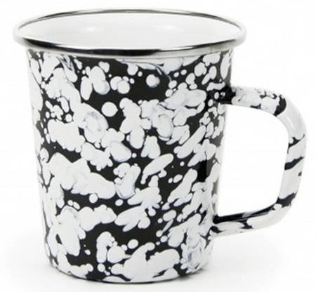 Black Swirl Enamelware Latte Mug