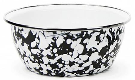 Black Swirl Enamelware Individual Salad Bowl