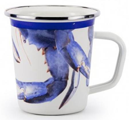 Blue Crab Enamelware Latte Mug