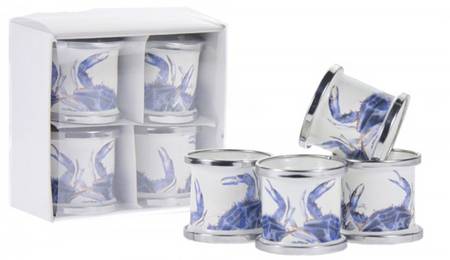 Blue Crab Enamelware Napkin Ring - Set of 4