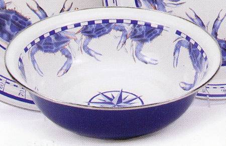 Blue Crab Enamelware 13" Round Serving Bowl