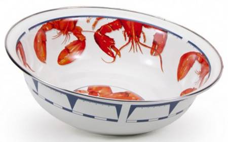 Lobster Enamelware 13" Round Serving Bowl