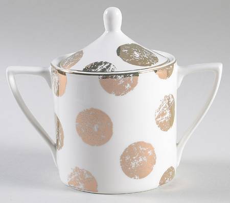 Distress Gold Dot Sugar Bowl & Lid