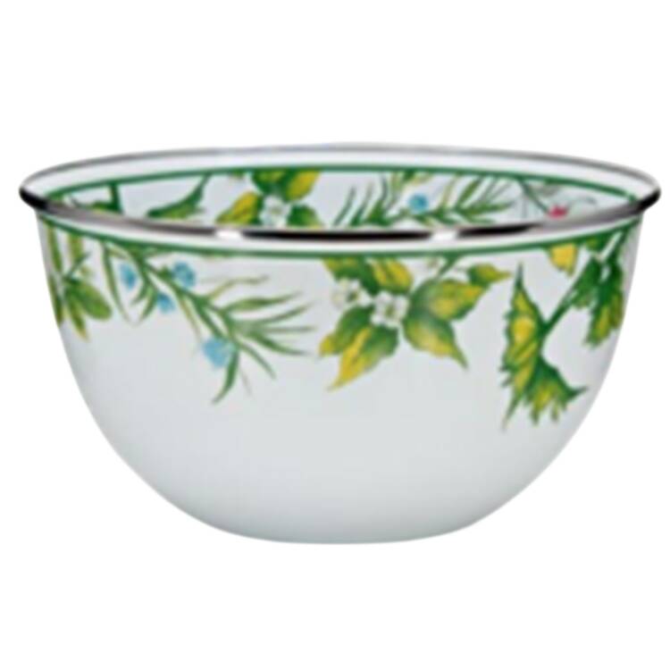 Herbs Enamelware Large Salad Bowl