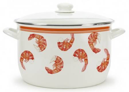 Shrimp Enamelware 18 Qt Stockpot & Glass Lid