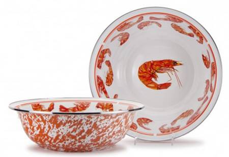 Shrimp Enamelware 13" Round Serving Bowl