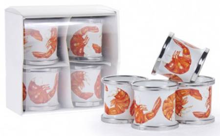 Shrimp Enamelware Napkin Ring - Set of 4