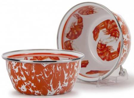 Shrimp Enamelware Individual Salad Bowl