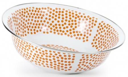 Malibu Dots Orange Enamelware 13" Round Serving Bowl