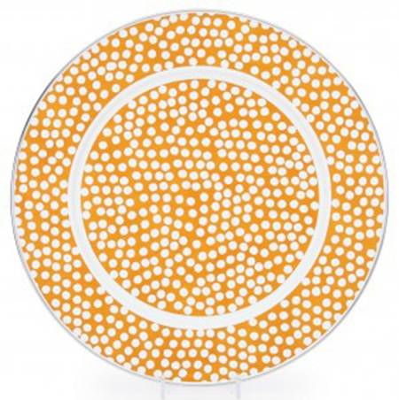 Malibu Dots Orange Enamelware Service Plate (Charger)