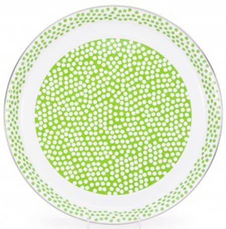 Malibu Dots Green Enamelware 15" Round Tray